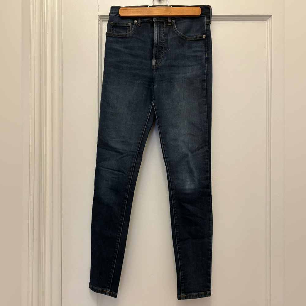 Dark blue faded Everlane skinny jeans
